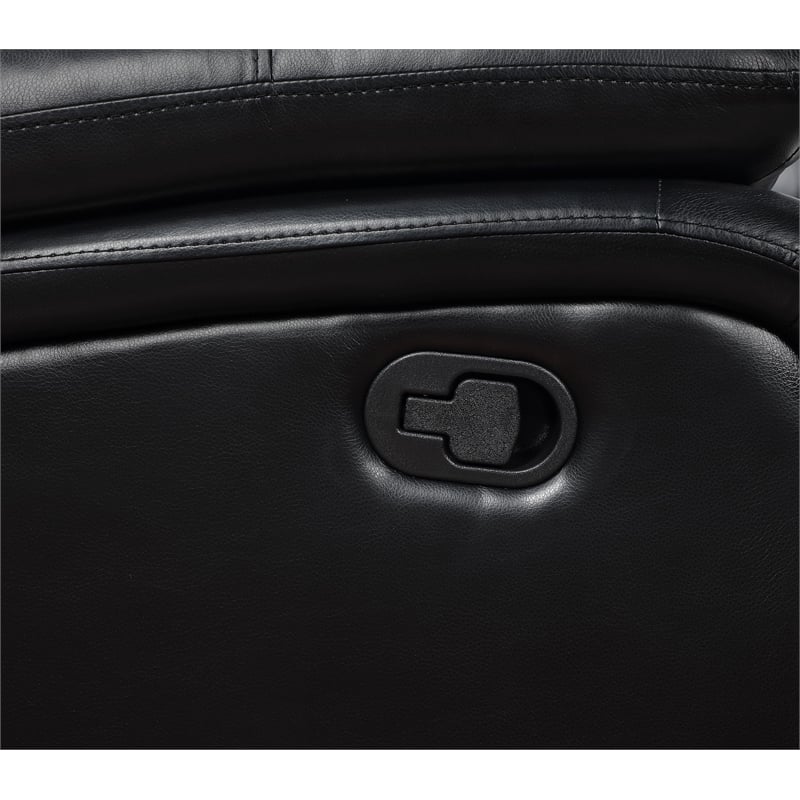 Pemberly Row Faux Leather Upholstered Motion Reclining Loveseat Black
