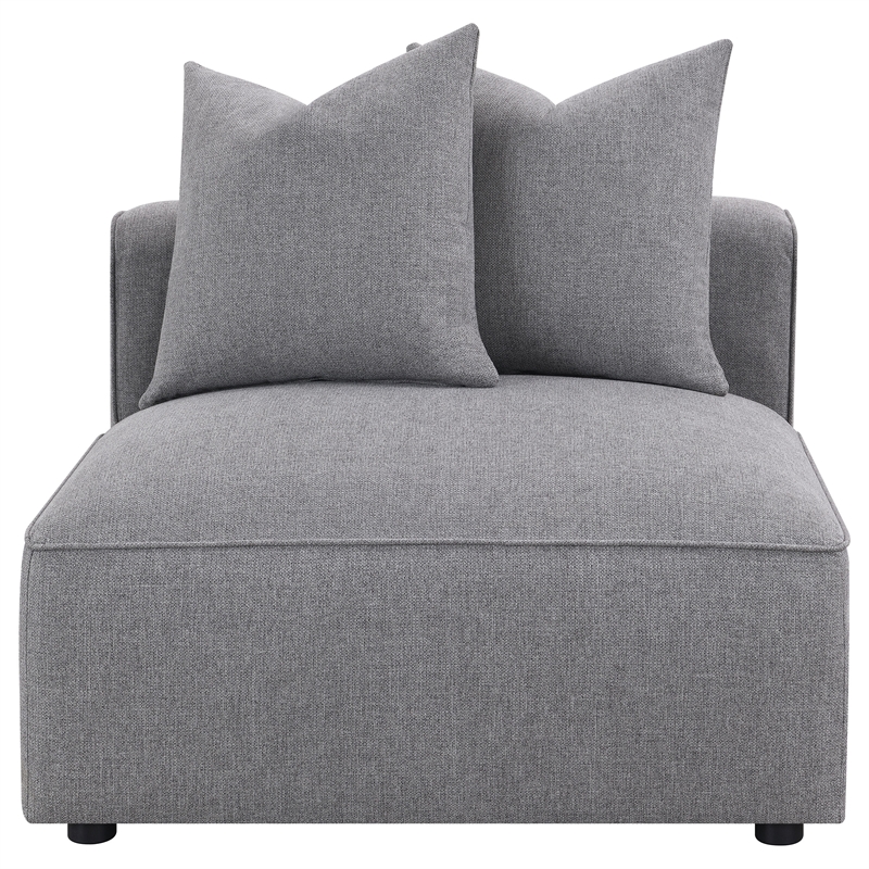 Pemberly Row Fabric Upholstered Tight Seat Armless Chair Gray