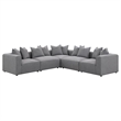 Pemberly Row Fabric Upholstered Tight Seat Armless Chair Gray