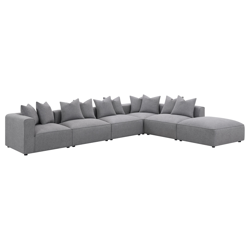 Pemberly Row Fabric Upholstered Tight Seat Armless Chair Gray