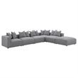 Pemberly Row Fabric Upholstered Tight Seat Armless Chair Gray
