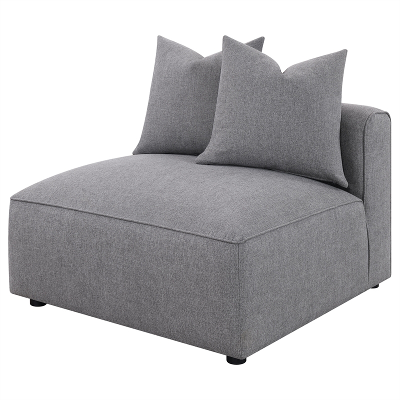 Pemberly Row Fabric Upholstered Tight Seat Armless Chair Gray