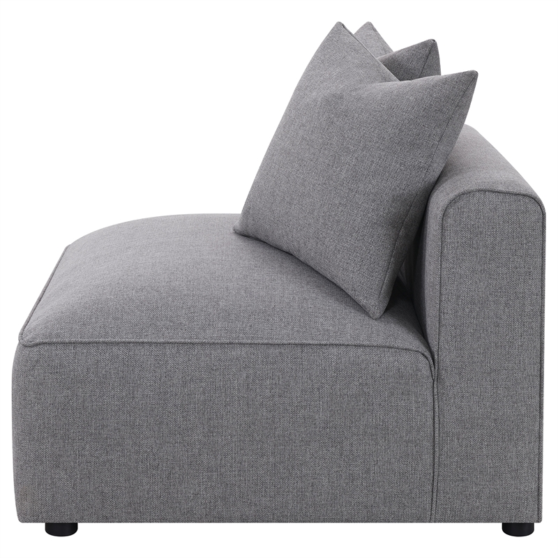 Pemberly Row Fabric Upholstered Tight Seat Armless Chair Gray