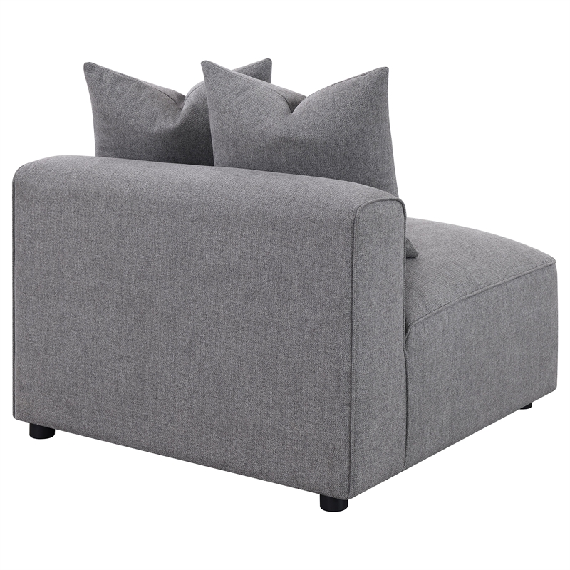 Pemberly Row Fabric Upholstered Tight Seat Armless Chair Gray