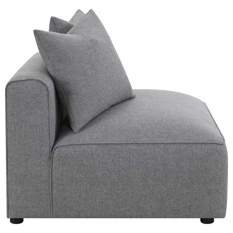 Pemberly Row Fabric Upholstered Tight Seat Armless Chair Gray