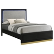 Pemberly Row Wood Queen Bed with LED Headboard Black and Gray