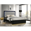 Pemberly Row Wood Queen Bed with LED Headboard Black and Gray
