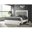 Pemberly Row Wood Queen Bed with LED Headboard White and Gray