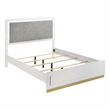 Pemberly Row Wood Queen Bed with LED Headboard White and Gray