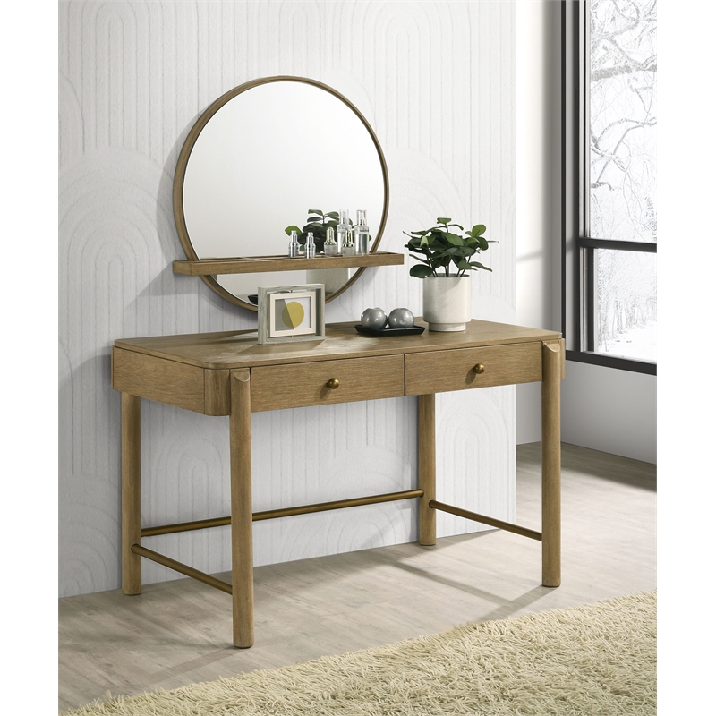Pemberly Row 2-drawer Wood Vanity Desk Makeup Table Sand Wash