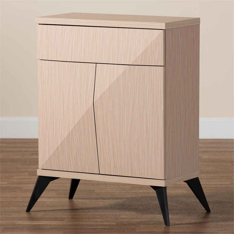 Pemberly Row Light Brown and Black Wood 2-Door Sideboard Buffet