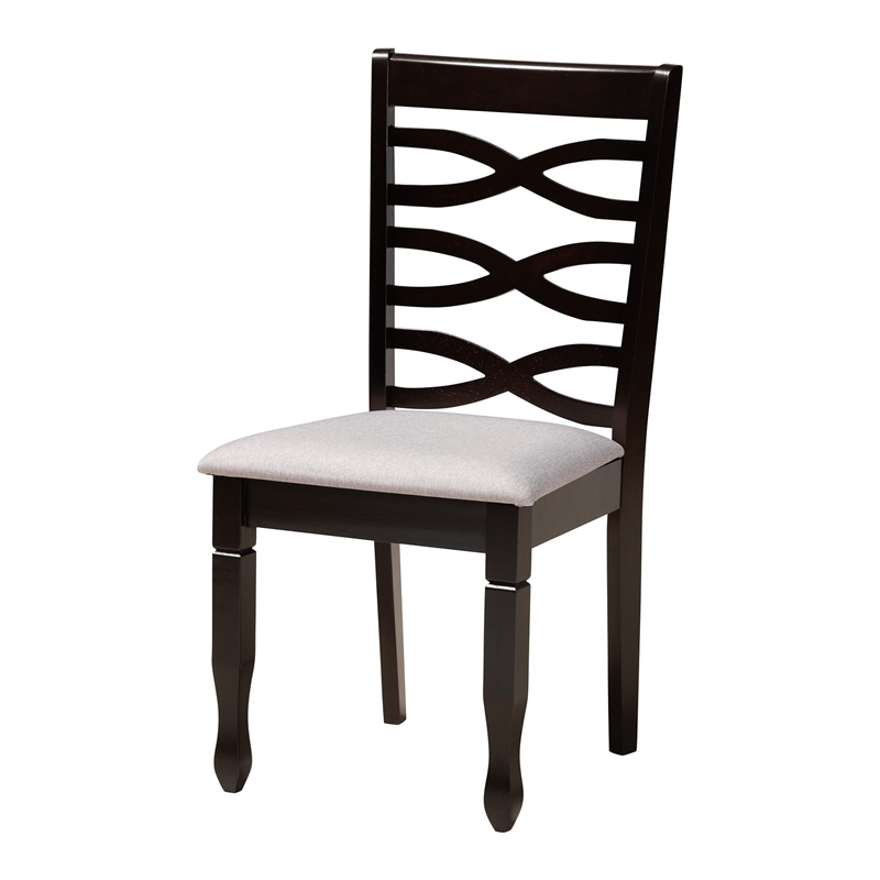 Pemberly Row Gray Fabric and Dark Brown Wood 5-Piece Dining Set