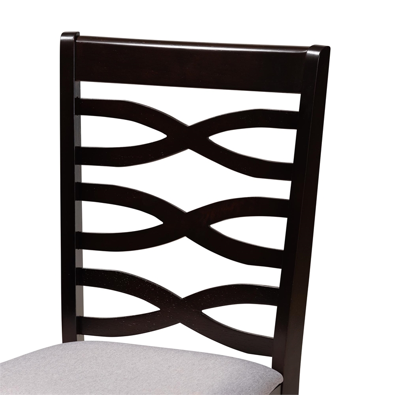 Pemberly Row Gray Fabric and Dark Brown Wood 5-Piece Dining Set