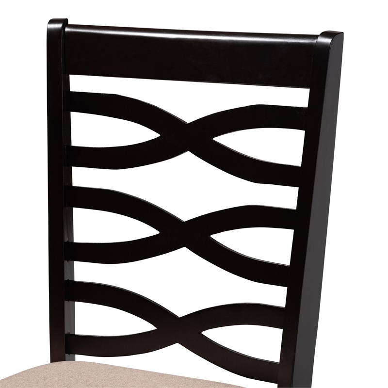 Pemberly Row Sand Fabric and Dark Brown Wood 5-Piece Dining Set