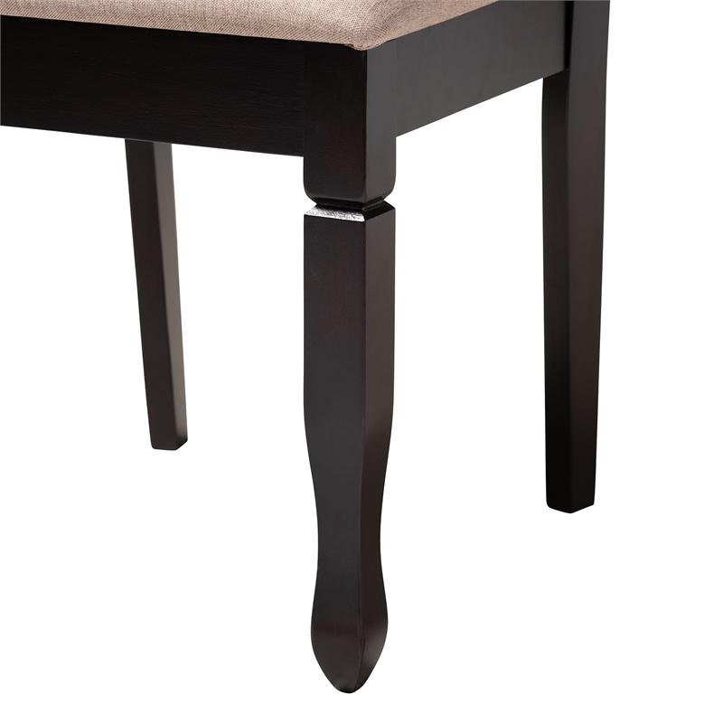 Pemberly Row Sand Fabric and Dark Brown Wood 5-Piece Dining Set