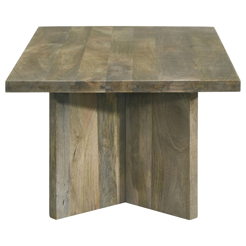 Pemberly Row Farmhouse Rectangular Solid Wood Coffee Table Mango Brown