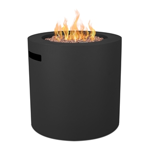 Pemberly Row 24&quot Round Stainless Steel Propane Fire Pit Table in Black