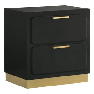 Pemberly Row 2-drawer Wood Nightstand Bedside Table Black and Gold