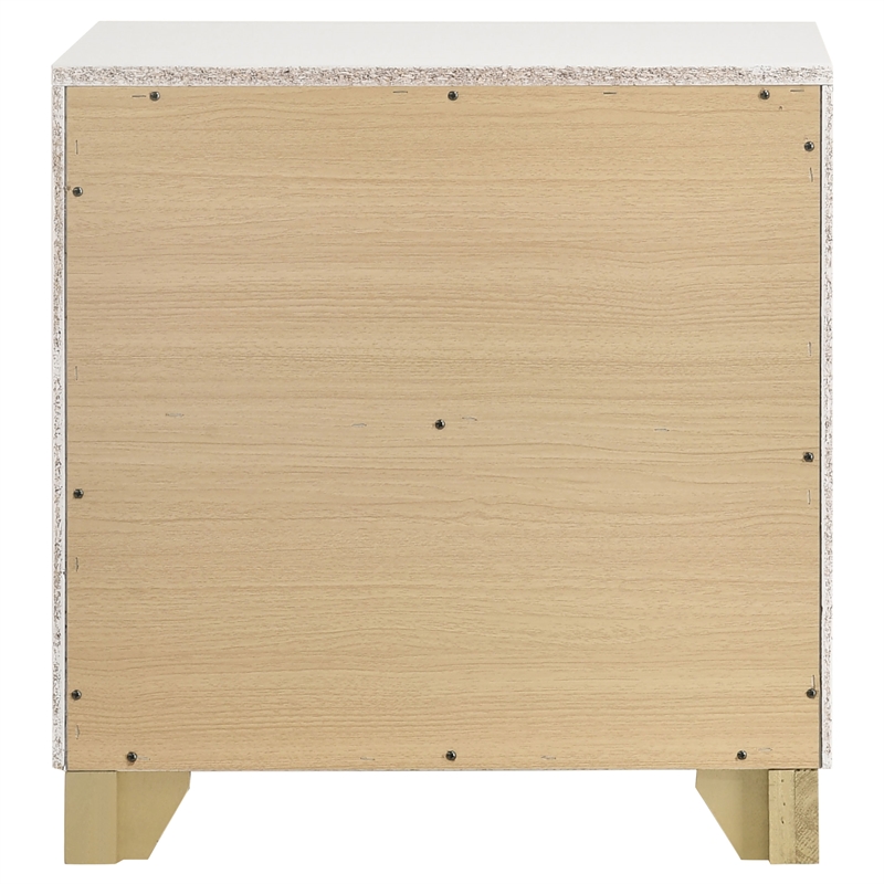 Pemberly Row 2-drawer Wood Nightstand Bedside Table White and Gold