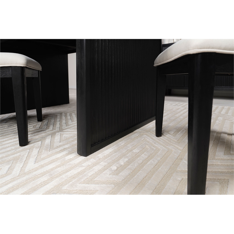 Pemberly Row Wood Dining Table with Removable Extension Leaf Black