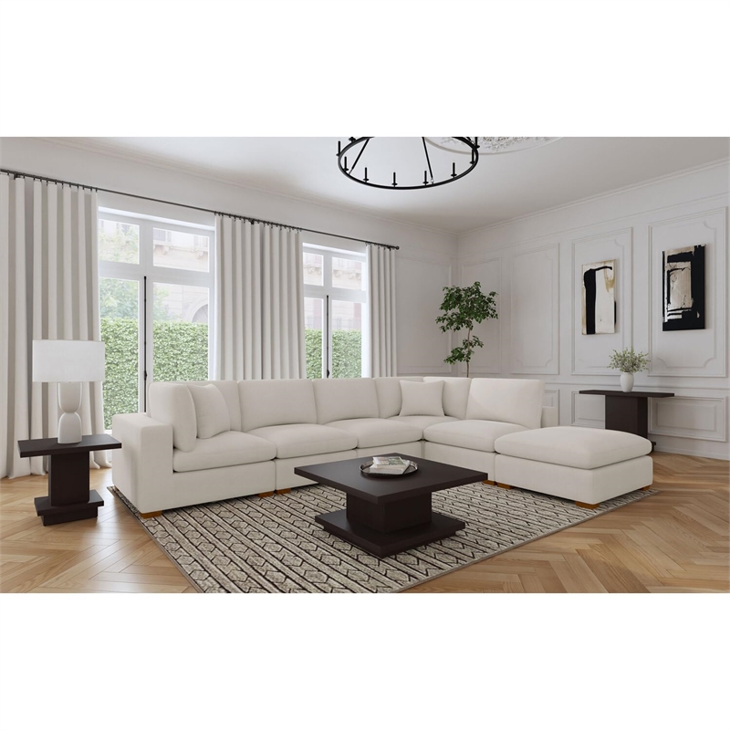 Pemberly Row 6-piece Fabric Upholstered Modular Sectional Sofa Ivory