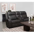 Pemberly Row Faux Leather Upholstered Motion Reclining Loveseat Gray