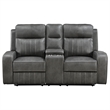 Pemberly Row Faux Leather Upholstered Motion Reclining Loveseat Gray