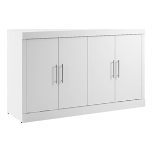 Pemberly Row 75&quot Engineered Wood Queen Cabinet Bed with Mattress in White