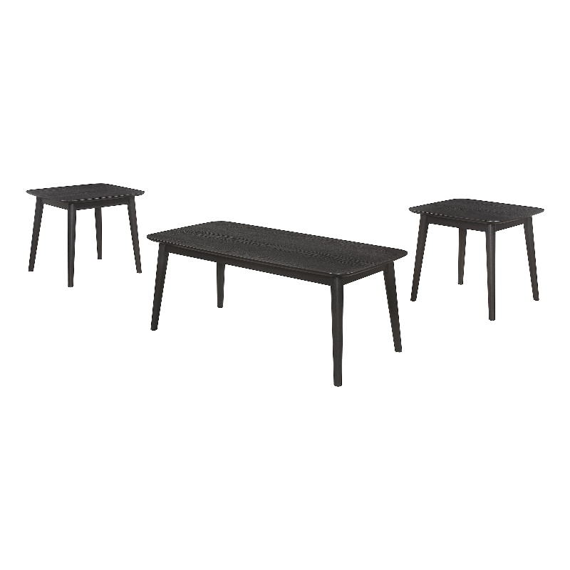 Pemberly Row 3-piece Wood Occasional Set with Coffee and End Tables Black