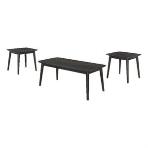 Pemberly Row 3-piece Wood Occasional Set with Coffee and End Tables Black