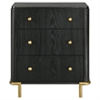 Pemberly Row 3-drawer Wood Nightstand Bedside Table with USB Outlet Black