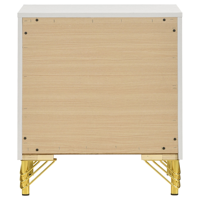 Pemberly Row Modern 2-drawer Wood Nightstand Bedside Table White and Gold