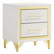 Pemberly Row Modern 2-drawer Wood Nightstand Bedside Table White and Gold