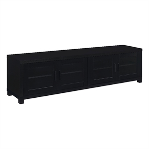 Pemberly Row Wood 79&quot TV Stand Media Console with Framed Glass Panels Black