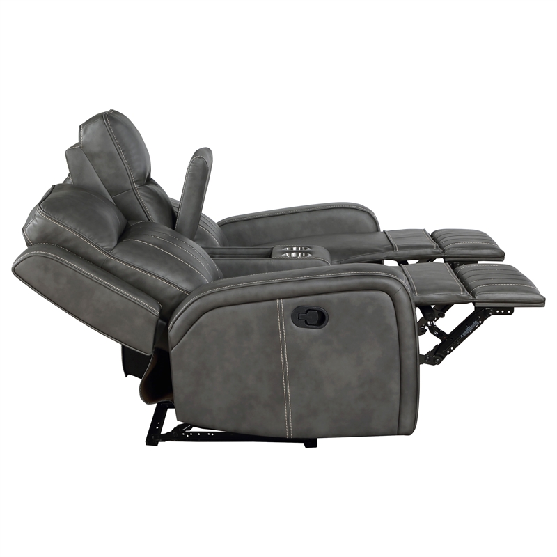 Pemberly Row 2-piece Faux Leather Upholstered Motion Reclining Sofa Set Gray