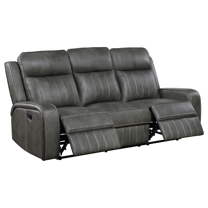 Pemberly Row 2-piece Faux Leather Upholstered Motion Reclining Sofa Set Gray