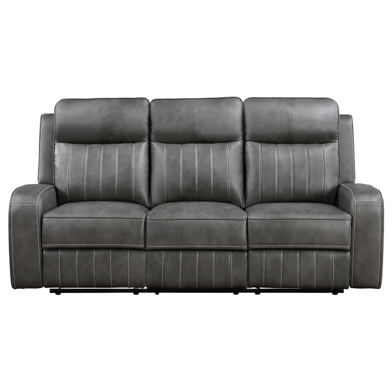 Pemberly Row 2-piece Faux Leather Upholstered Motion Reclining Sofa Set Gray