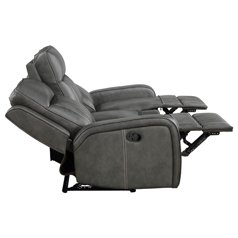 Pemberly Row 2-piece Faux Leather Upholstered Motion Reclining Sofa Set Gray