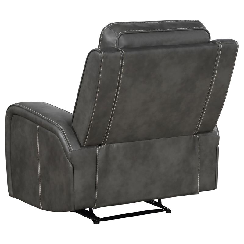 Pemberly Row 3-piece Faux Leather Upholstered Motion Reclining Sofa Set Gray