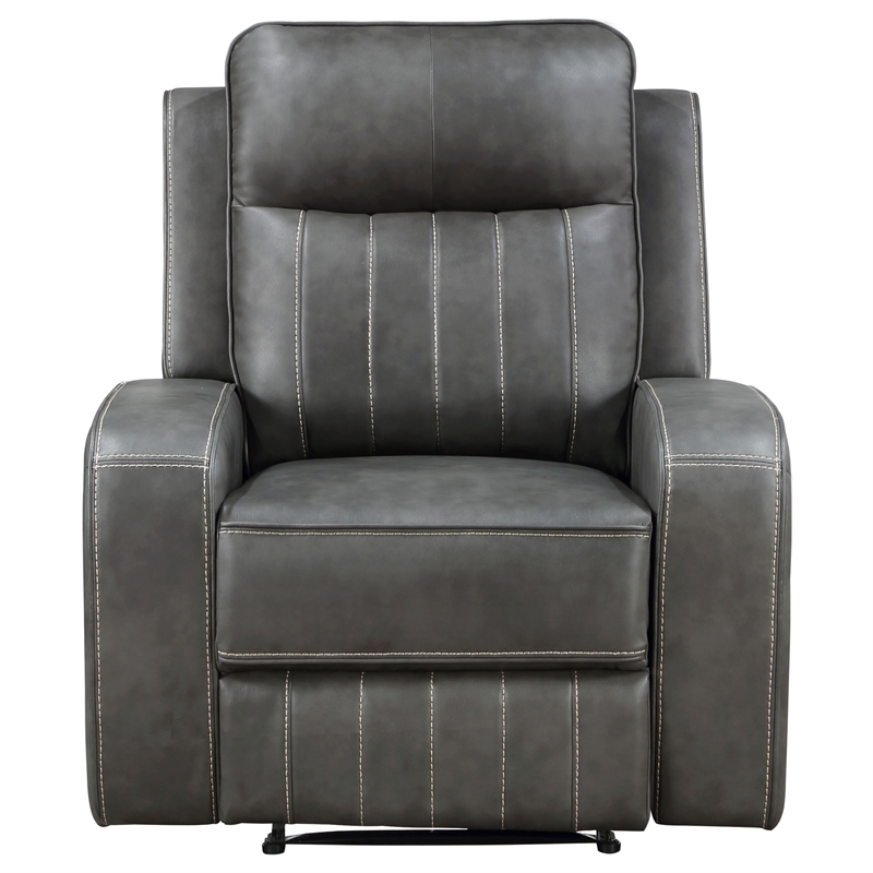 Pemberly Row Modern Faux Leather Upholstered Recliner Chair Gray