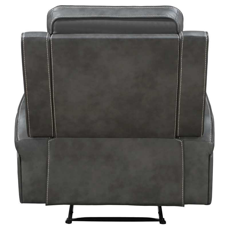Pemberly Row Modern Faux Leather Upholstered Recliner Chair Gray