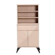 Pemberly Row Two-Tone Light Brown and Black Wood Kitchen Cabinet