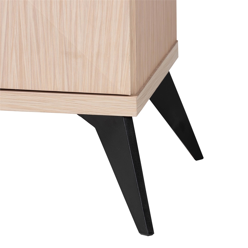 Pemberly Row Two-Tone Light Brown and Black Wood Kitchen Cabinet