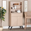 Pemberly Row Two-Tone Light Brown and Black Wood Kitchen Cabinet
