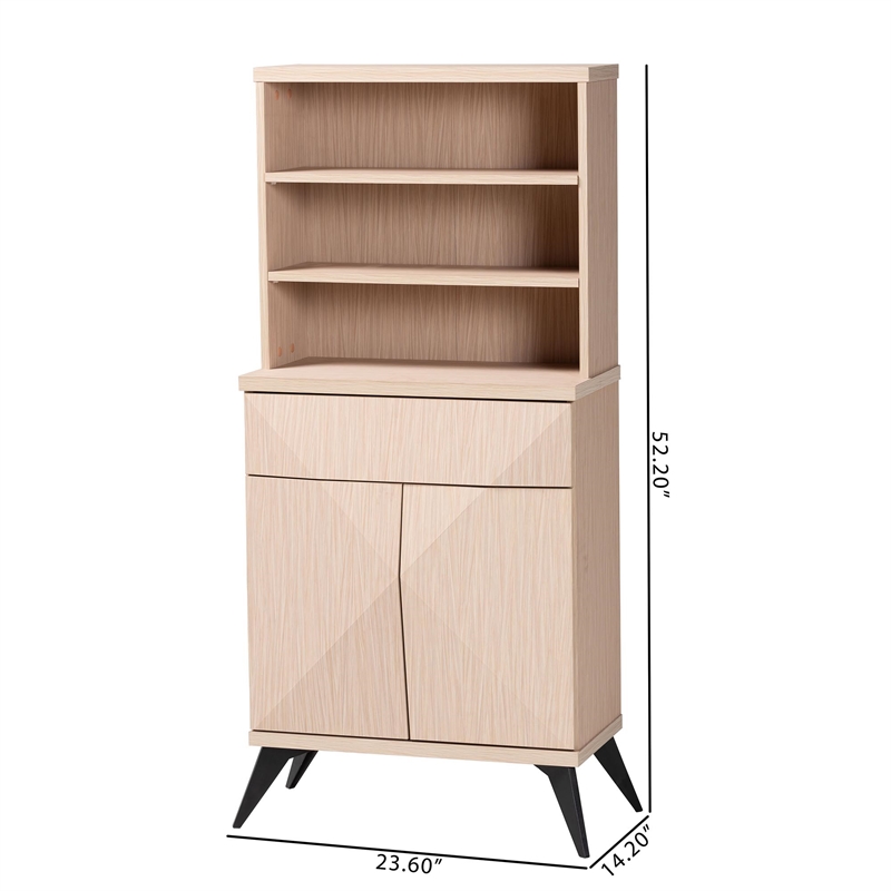 Pemberly Row Two-Tone Light Brown and Black Wood Kitchen Cabinet
