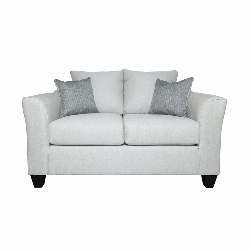 Pemberly Row Fabric Upholstered Track Arm Fabric Loveseat Gray Mist