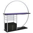 Pemberly Row Circular LED Wood Home Bar with Wine Storage Dark Charcoal