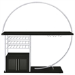 Pemberly Row Circular LED Wood Home Bar with Wine Storage Dark Charcoal