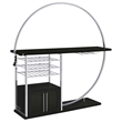 Pemberly Row Circular LED Wood Home Bar with Wine Storage Dark Charcoal