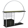 Pemberly Row Circular LED Wood Home Bar with Wine Storage Dark Charcoal